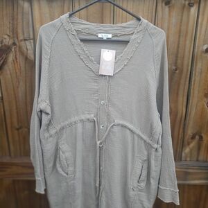 LA MIEL Textured Beige Draw String Dress